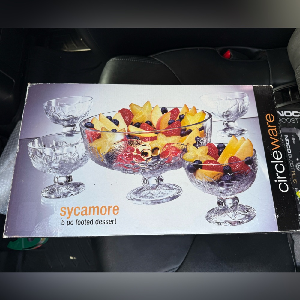 Sycamore Circleware 5-Piece Footed Dessert Set Brand New